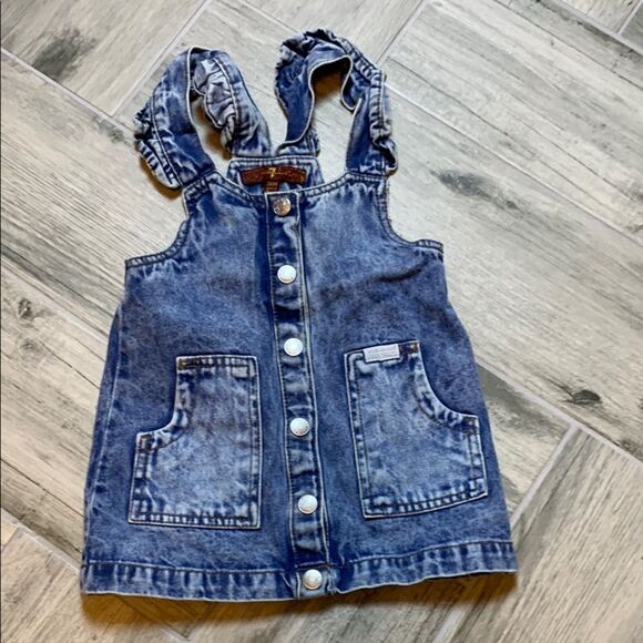7 For All Mankind Chic Girls Denim Button-Up Dress with Pockets 24 Months - Picture 1 of 7